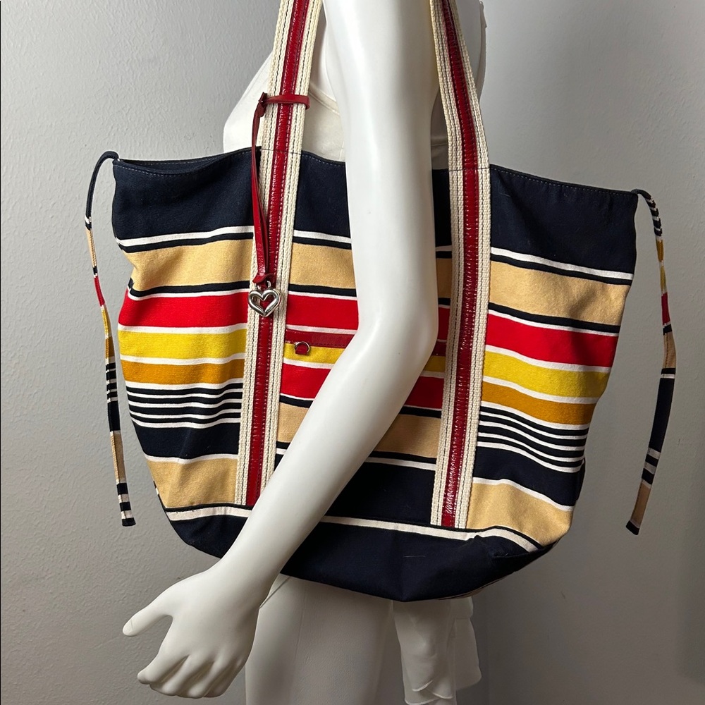 Beautiful BRIGHTON XL STRIPED CANVAS SUMMER TOTE BAG